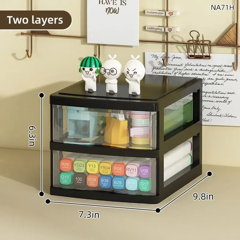 Desktop Storage Box with Drawers Office Desk Organizer for Cosmetics Stationery and Debris
