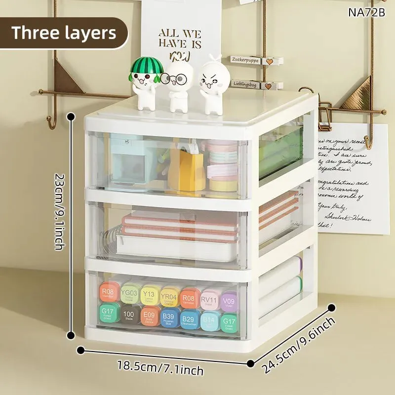 Desktop Storage Box with Drawers Office Desk Organizer for Cosmetics Stationery and Debris