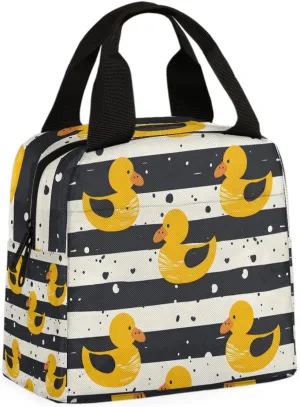 Duck Piano Keys Lunch Bag Yellow Duck Tote Lunch Bag Reusable Lunch Box Leakproof Cooler Bag