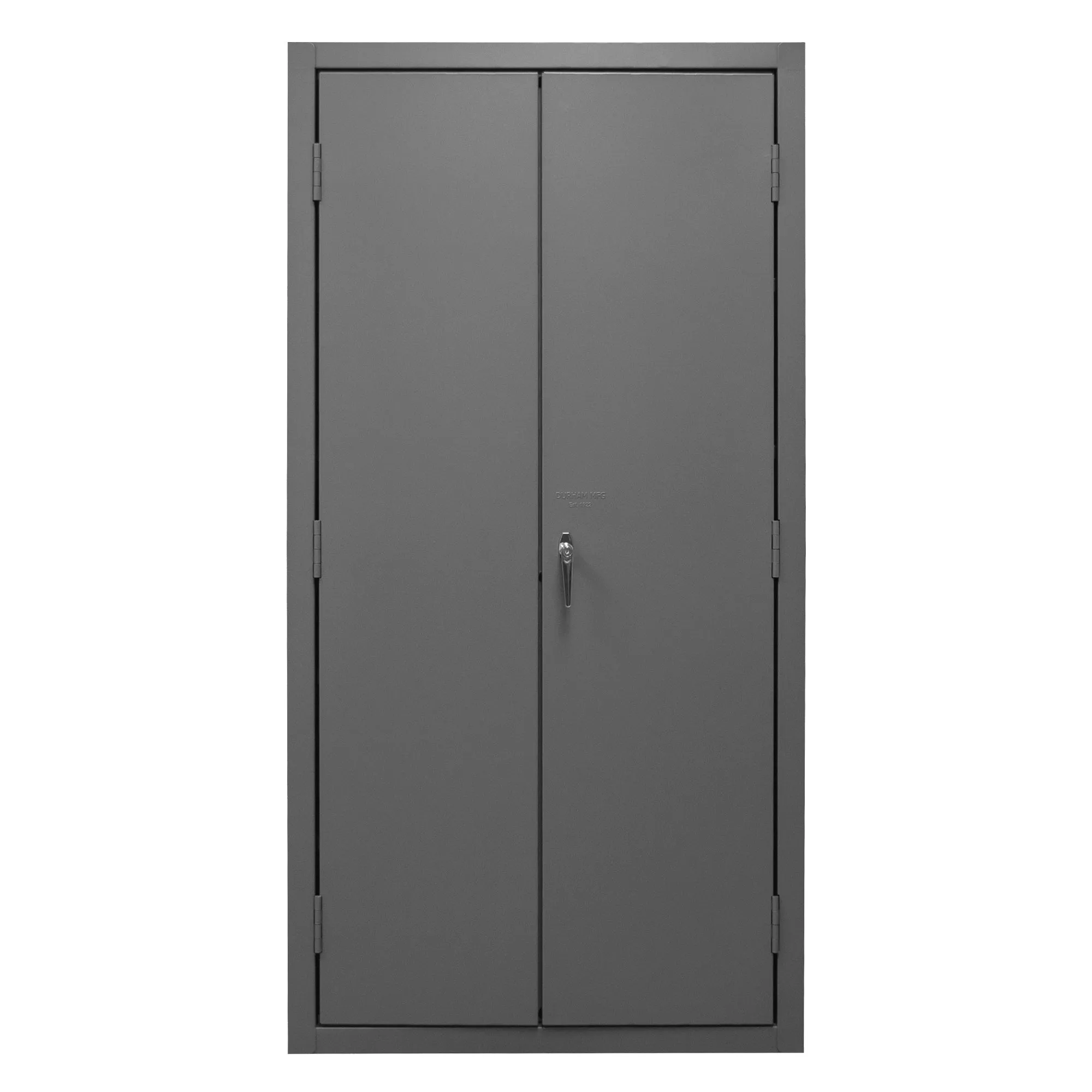 Durham Cabinet, 16 Gauge, 36 x 24 x 72, 126 Yellow Bins, Flush Doors with Louvered Panel, Lockable, Chrome Handle with Keys, Gray