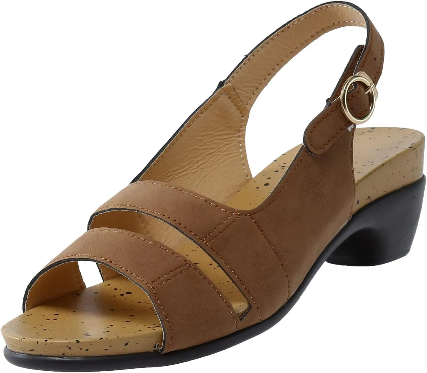Eduavar Sandals for Women Dressy Summer, Heeled Sandals for Women Fashion Open Toe Low Heel Sandals Shoes with Buckle Strap