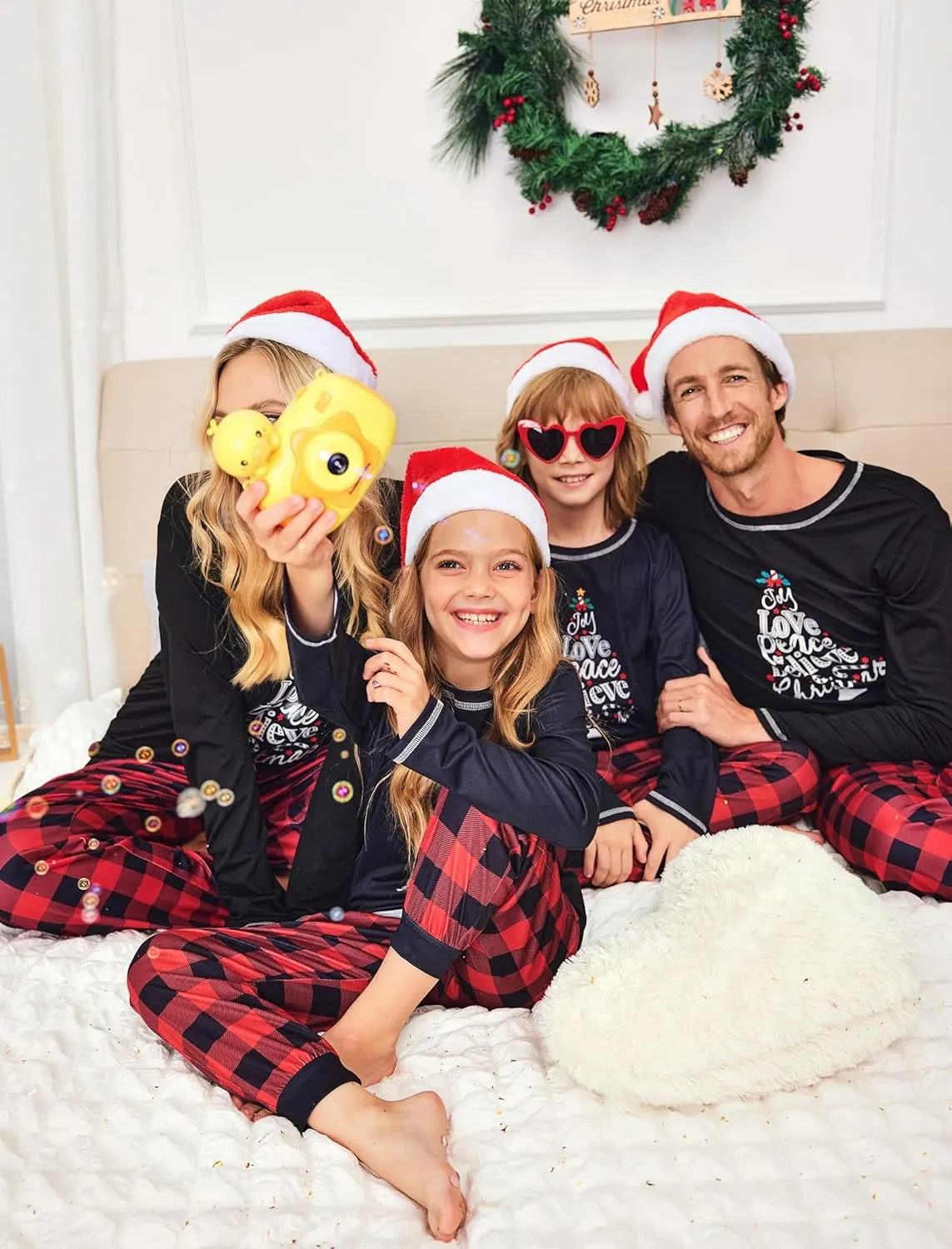 Ekouaer Matching Family Sets Christmas Pajamas Set Xmas PJS Sleepwear Soft Christmas Matching Jammies