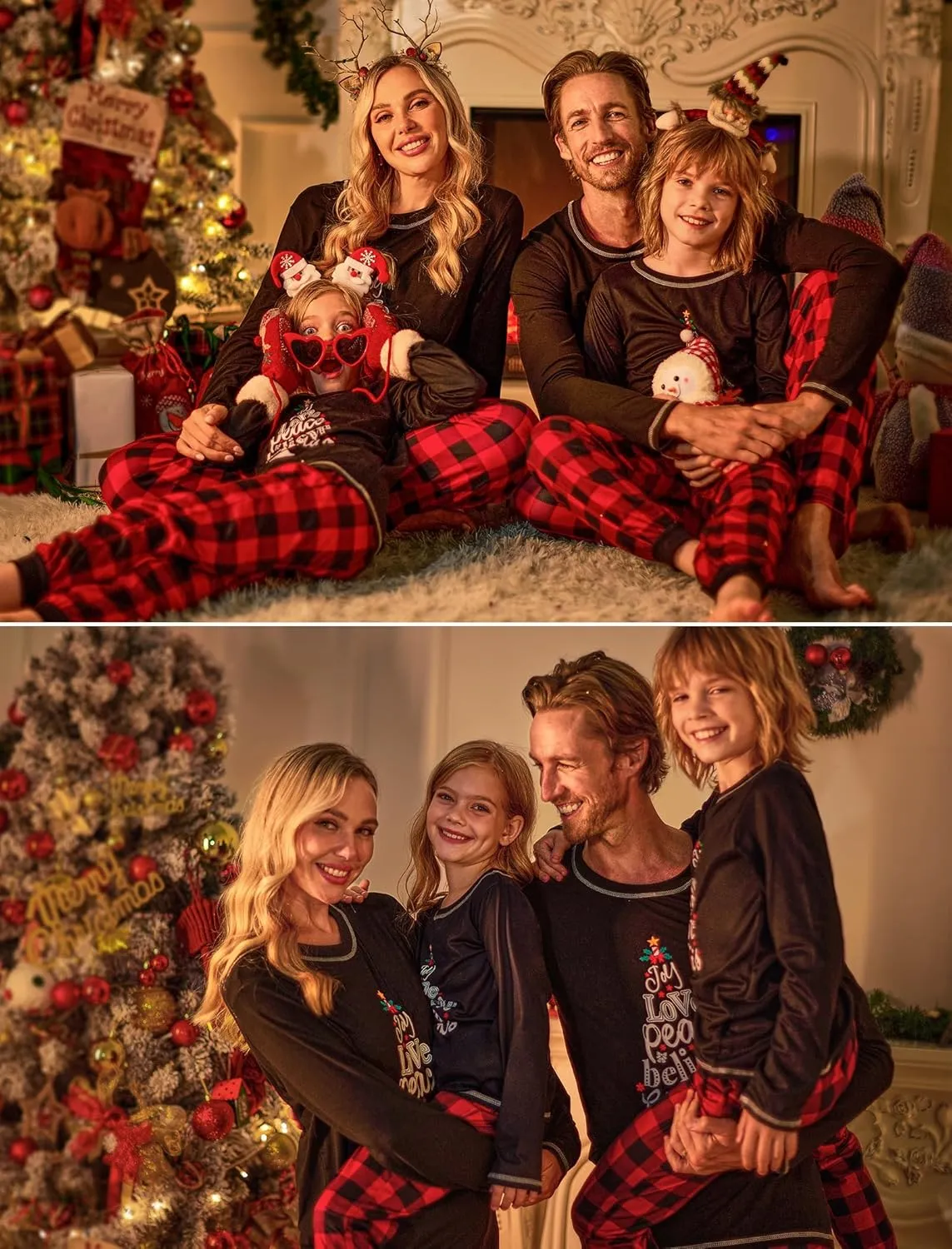 Ekouaer Matching Family Sets Christmas Pajamas Set Xmas PJS Sleepwear Soft Christmas Matching Jammies