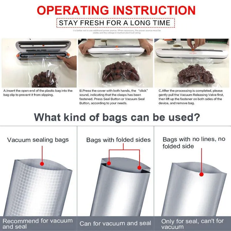 Electric Vacuum Sealer with 10 pcs Food Saver Bags