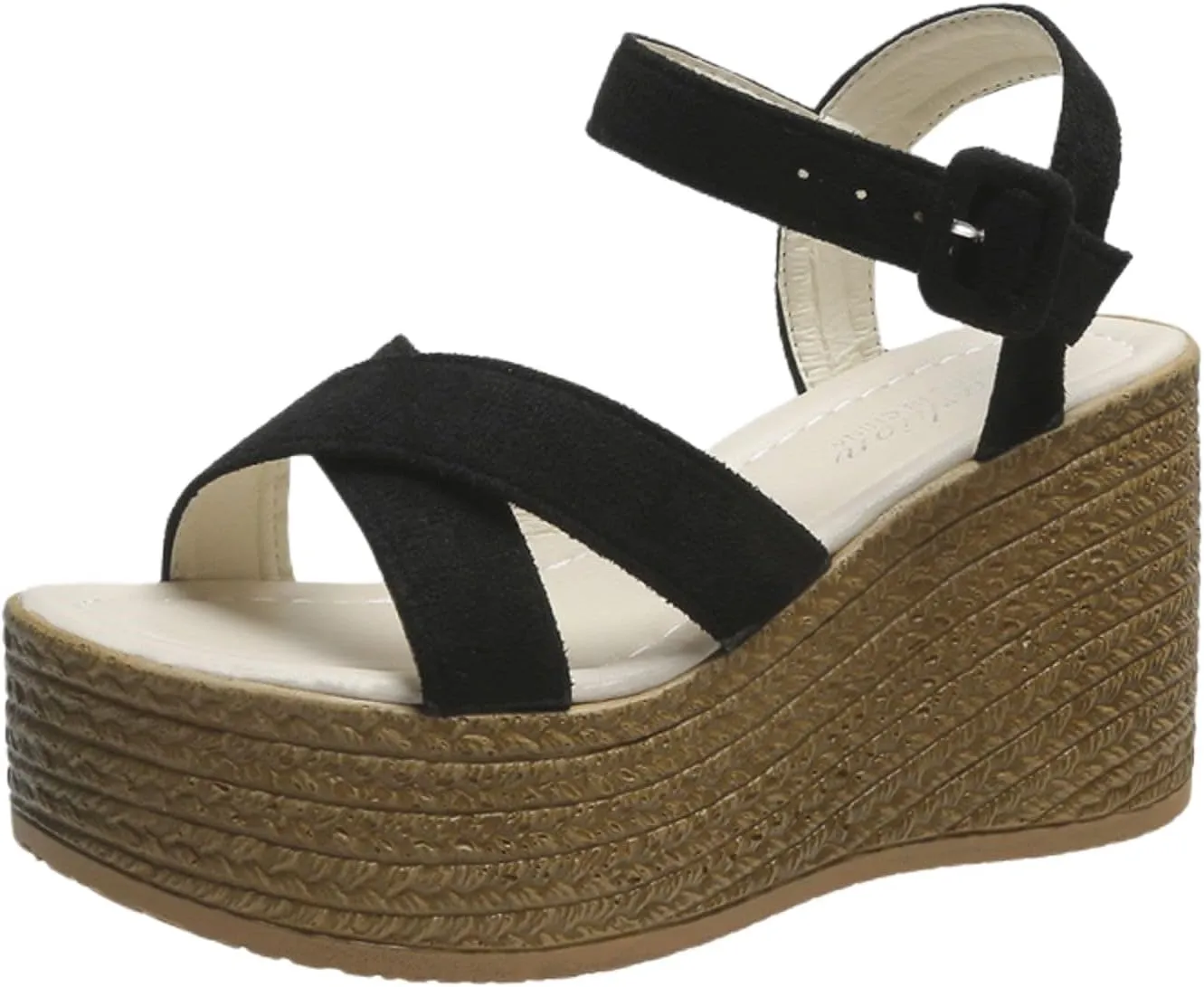 Espadrille Platform Wedge Sandals for Women Open Toe Ankle Buckle Strap Crisscross Sandal Dressy Casual Summer Shoes