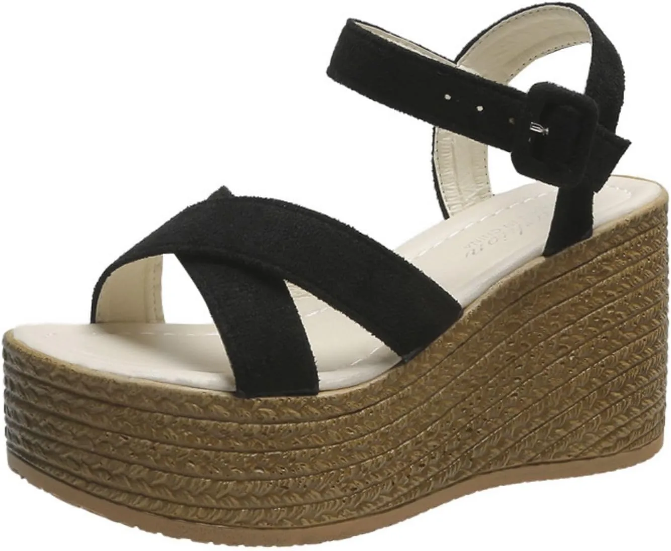 Espadrille Platform Wedge Sandals for Women Open Toe Ankle Buckle Strap Crisscross Sandal Dressy Casual Summer Shoes