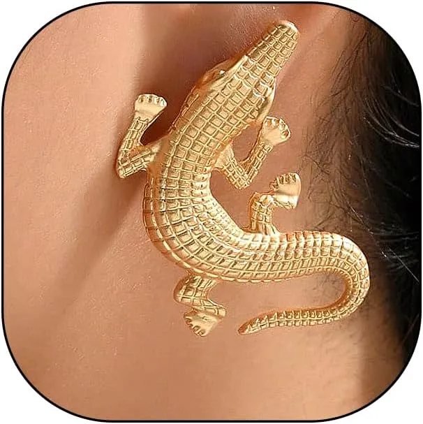 Exaggerated Gold Crocodile Drop Dangle Earrings for Women Charm Animal Pendant Earrings Punk Statement Stud Earrings Jewelry Gifts