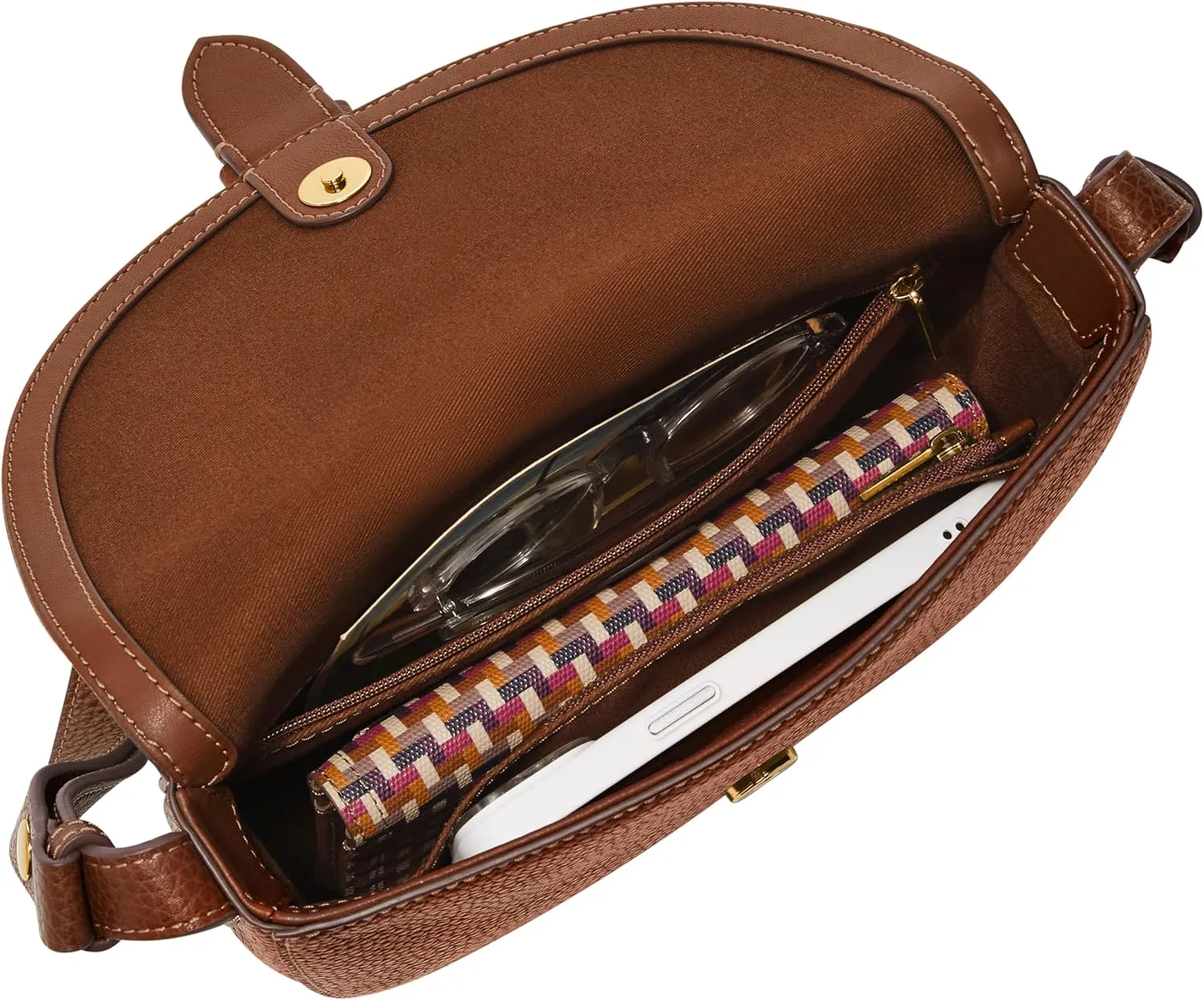 Fossil Women's Everleigh Leather Flap Crossbody Purse Handbag