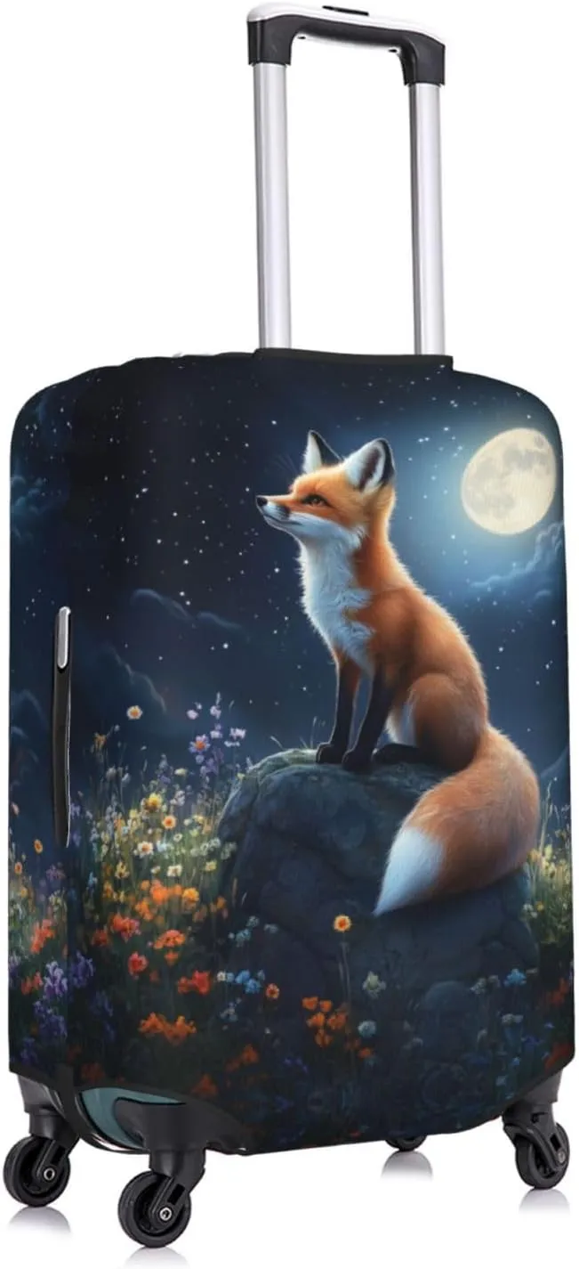 Fox Moon Flowers Luggage Cover Suitcase Cover Protector Travel Suitcase Cover