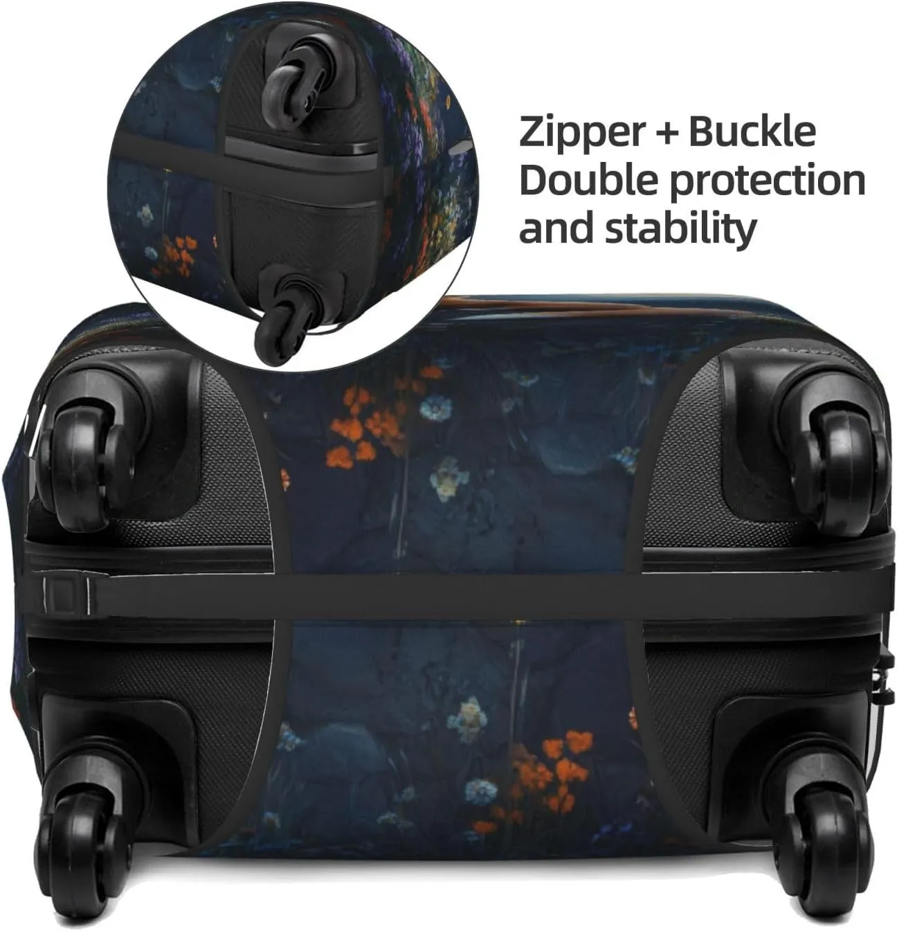 Fox Moon Flowers Luggage Cover Suitcase Cover Protector Travel Suitcase Cover