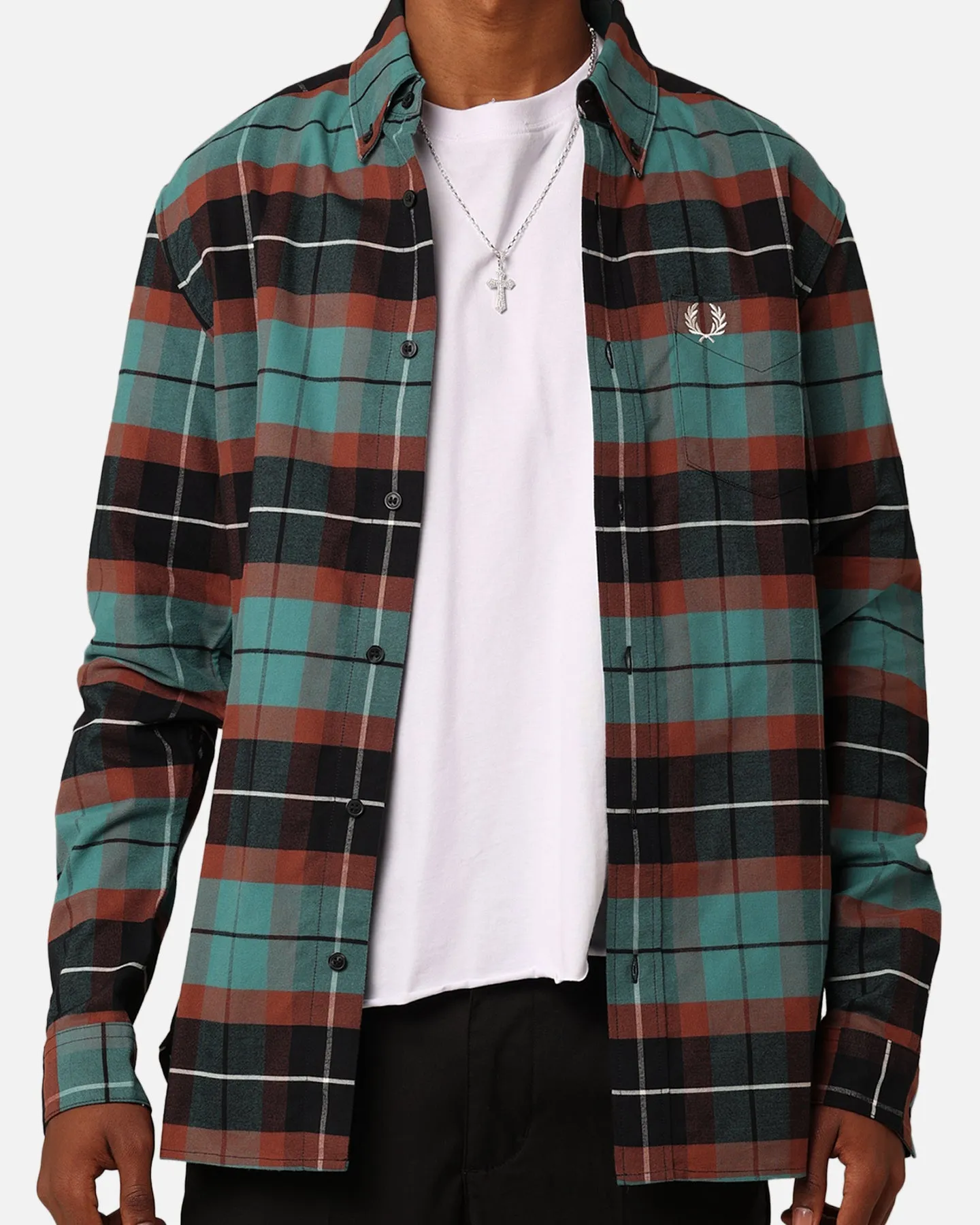 Fred Perry Brushed Tartan Shirt Deep Mint