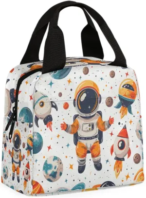 Funny Astronaut Lunch Bag Starry Sky Rocket Tote Lunch Bag Reusable Lunch Box Leakproof Cooler Bag