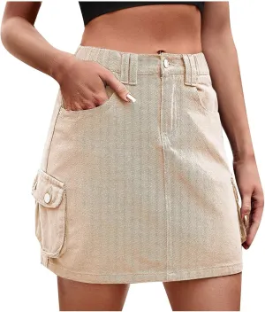 FZYLQY Women's Fashion Denim Skirts Stretchy High Waisted Short Skirt Teen Girls Y2K Cute Going Out Vacation Work Jean Skirt