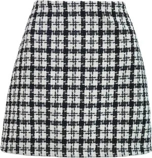 FZYLQY Women's High Waisted Houndstooth Skirts Colorblock Trendy Tight Warp Skirts Spring Summer Tweed Casual Short Skirt
