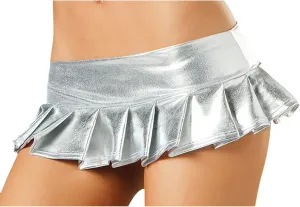 FZYLQY Women's Latex Metallic Skirt Sexy Pleated Mini Skater Skirt Solid Metallic Pleated Club Wear Pole Dance Mini Skirt