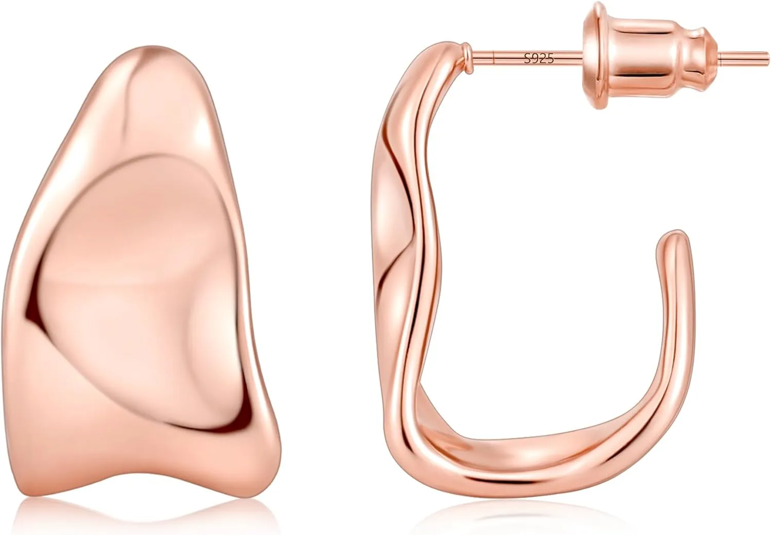 Gacimy Chunky Gold Earrings for Women, Teardrop Earrings with 925 Sterling Silver Post, 14K Gold Statement Drop for Women