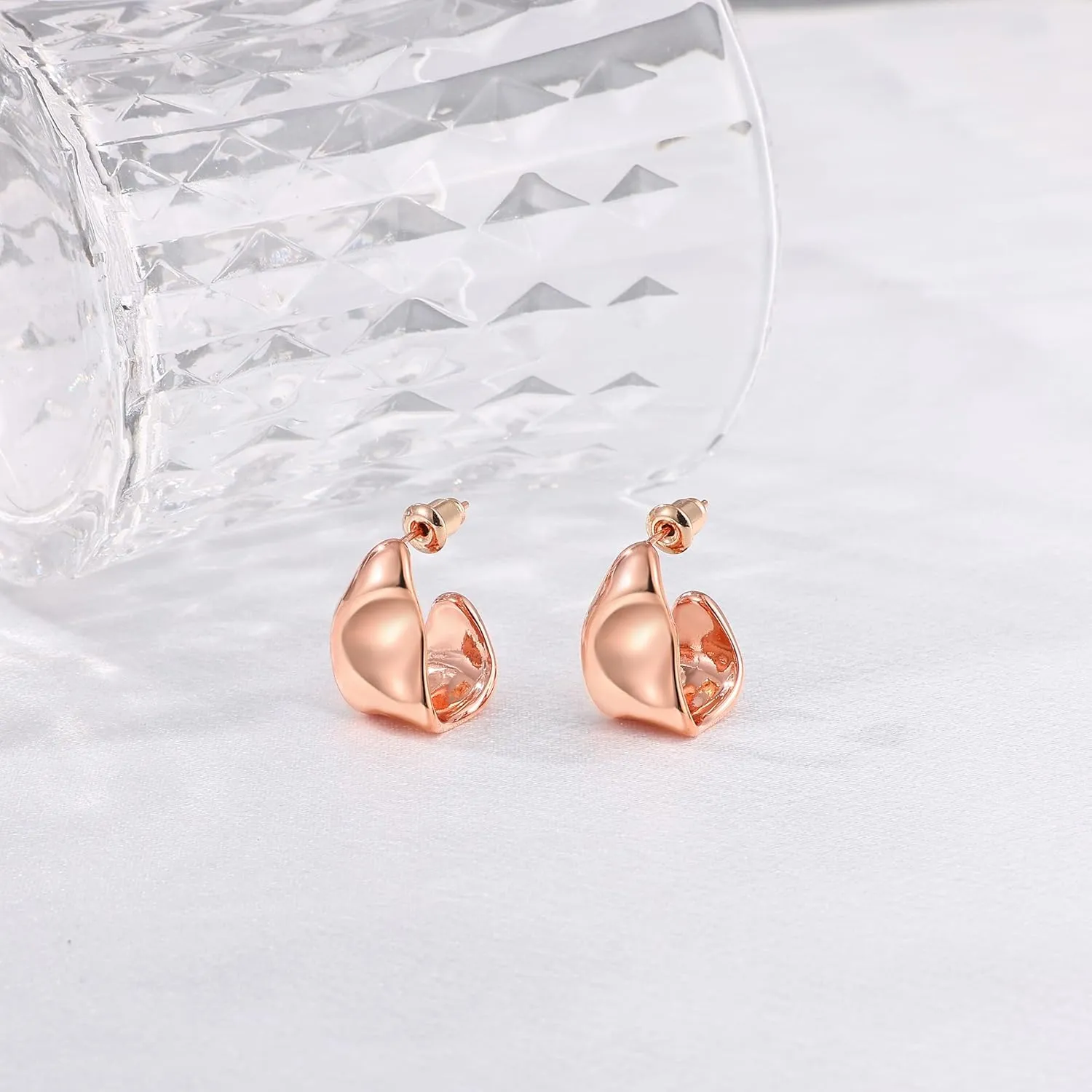 Gacimy Chunky Gold Earrings for Women, Teardrop Earrings with 925 Sterling Silver Post, 14K Gold Statement Drop for Women