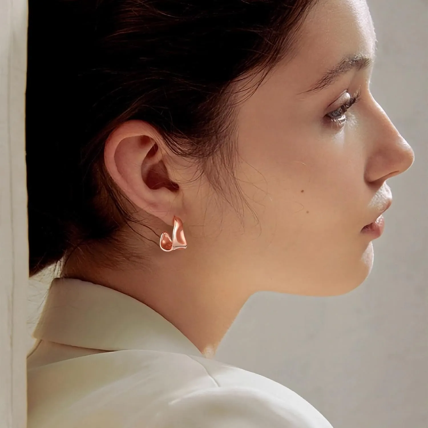 Gacimy Chunky Gold Earrings for Women, Teardrop Earrings with 925 Sterling Silver Post, 14K Gold Statement Drop for Women