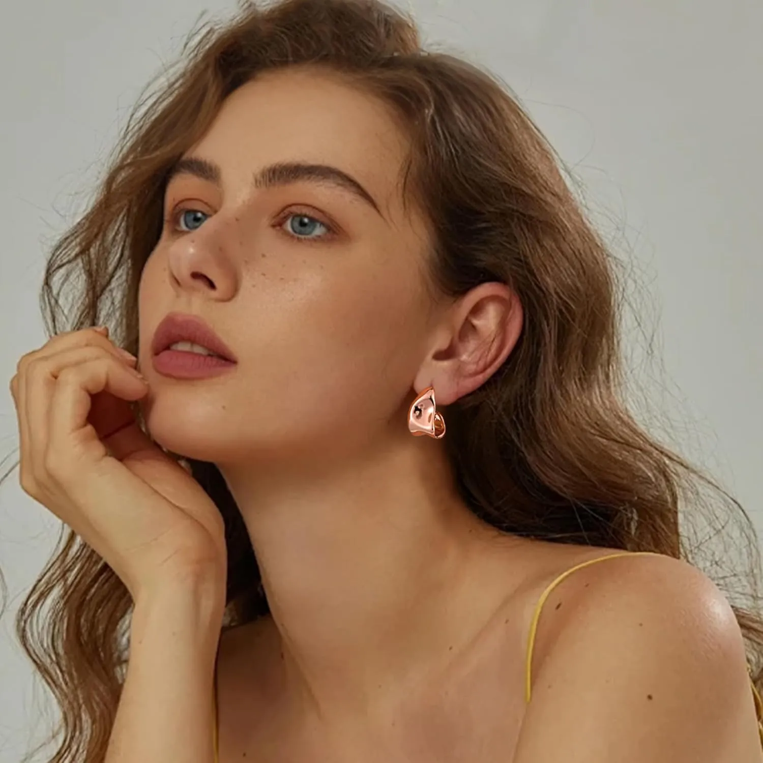 Gacimy Chunky Gold Earrings for Women, Teardrop Earrings with 925 Sterling Silver Post, 14K Gold Statement Drop for Women