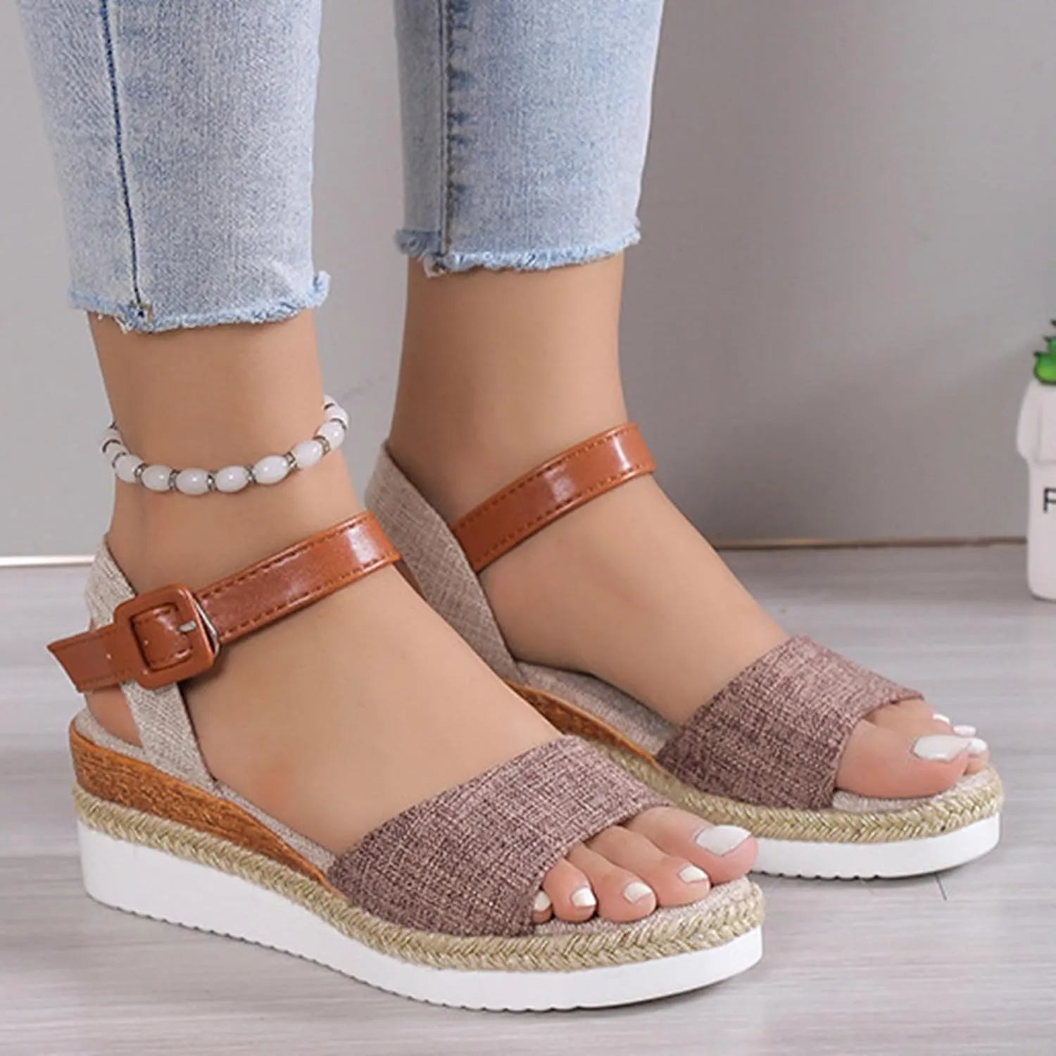 Girls' Flatform Espadrille Sandals Open Toe Adjustable Ankle Strap Dressy 2025 Comfortable Low Slip On Wedge Platform Buckle Summer Casual  Open-Toe Strap Shoes