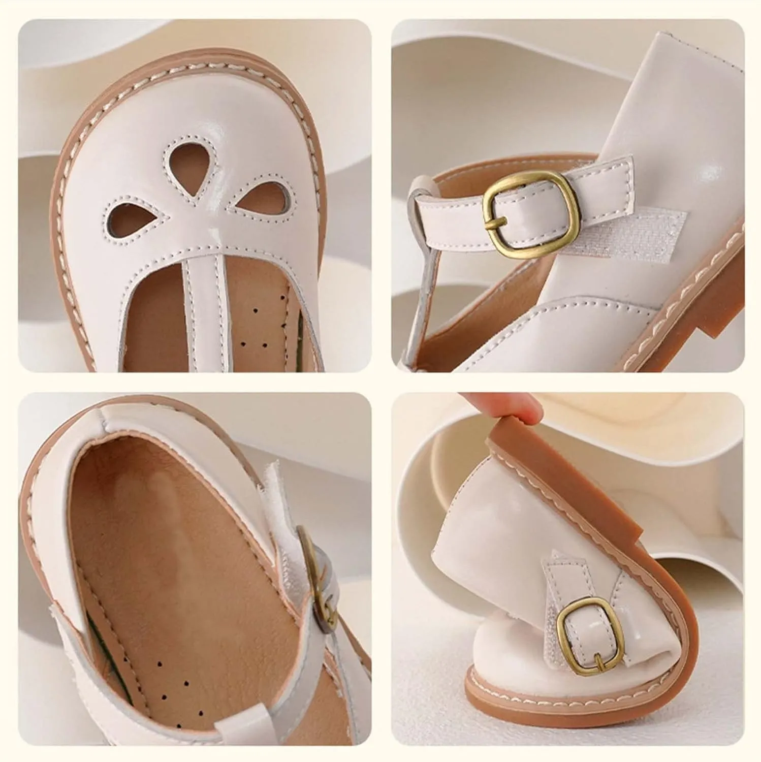 Girls Small Leather Shoes Hollow Breathable Princess Shoes Dress Shoes Little Child Big Kids Kids Buckle Strap Sandals (Black, 3 Big Kids)