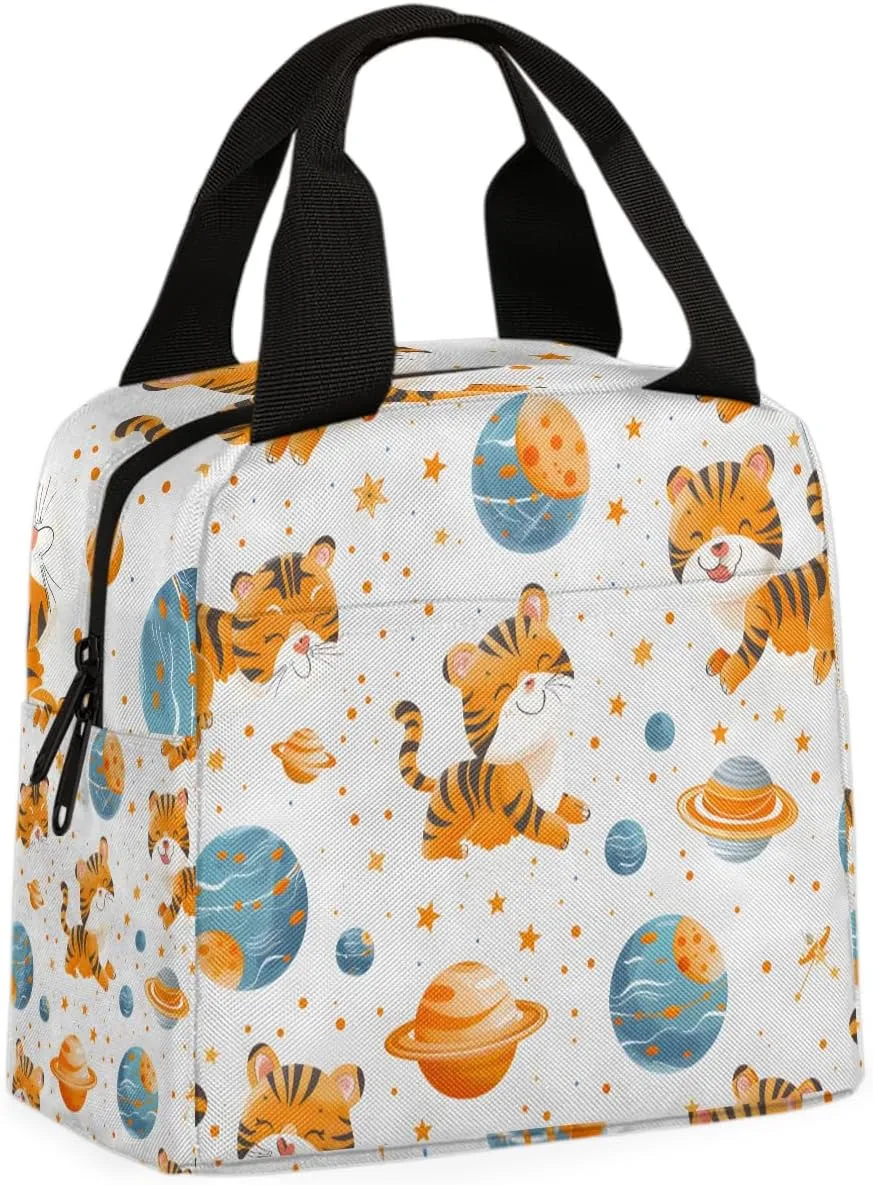 Globe Tiger Lunch Bag Cartoon Tiger Tote Lunch Bag Reusable Lunch Box Leakproof Cooler Bag