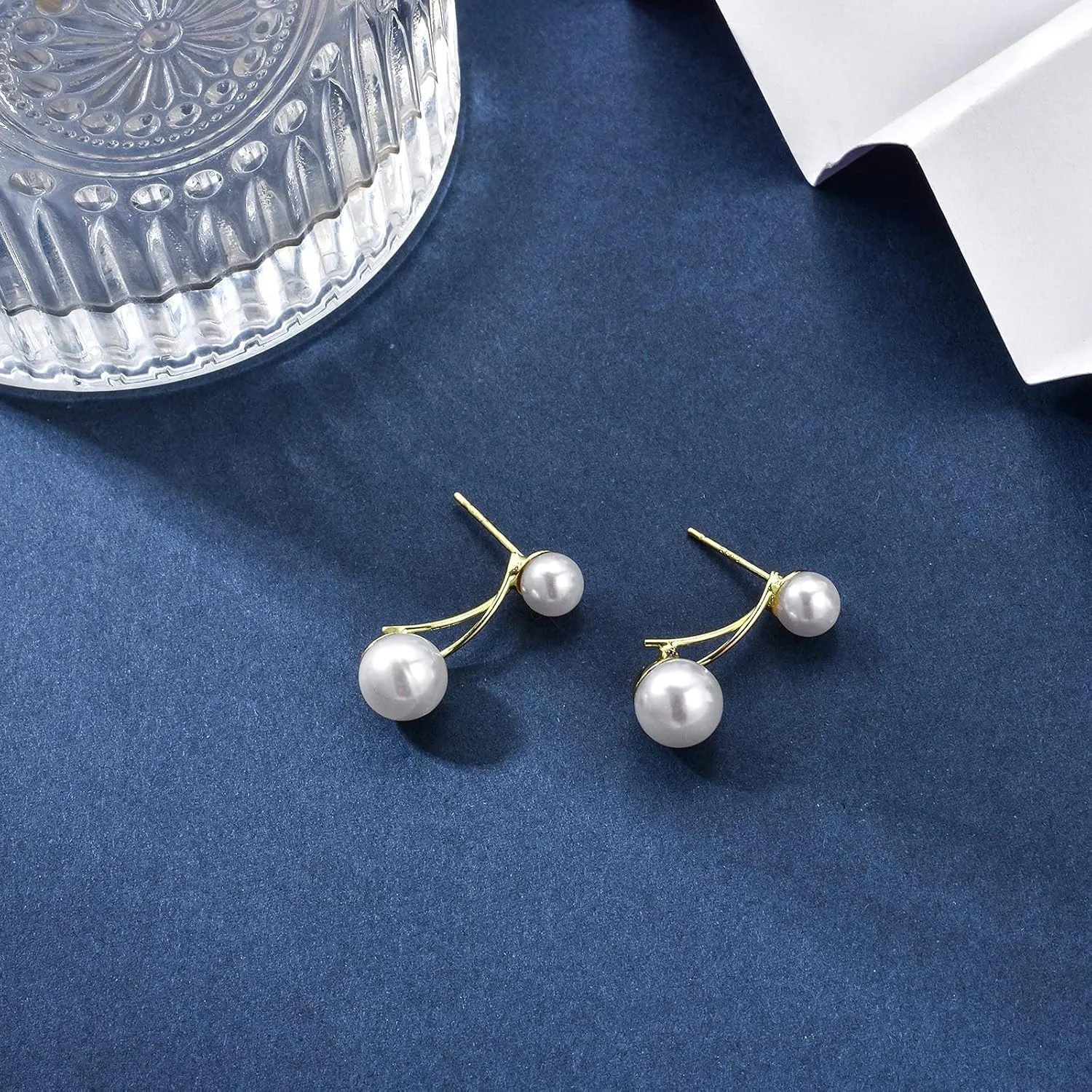 Gold Long Pearl Earrings - Statement Drop Earrings for Women - Big Simulated Pearls - Handmade Fringe Dangle Earrings for Wedding, Party, Daily Wear