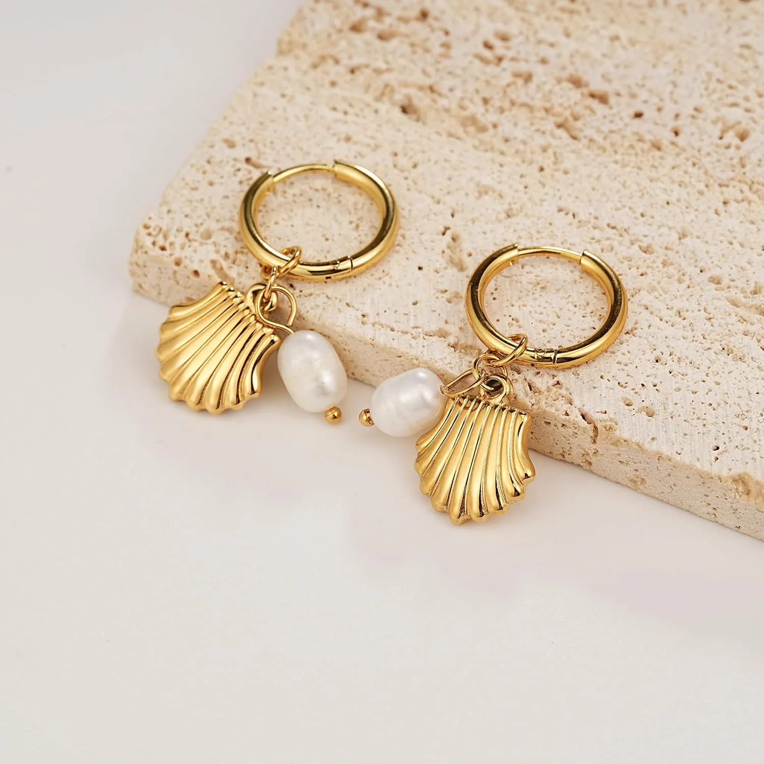 Gold Pearl Statement Earring for Women Trendy 18K Gold Plated Pearl Drop Dangle Earrings 925 Sterling Silver Freshwater Drop Dangle Earring Cute Heart Love Earring Wedding Party Birthday Jewelry