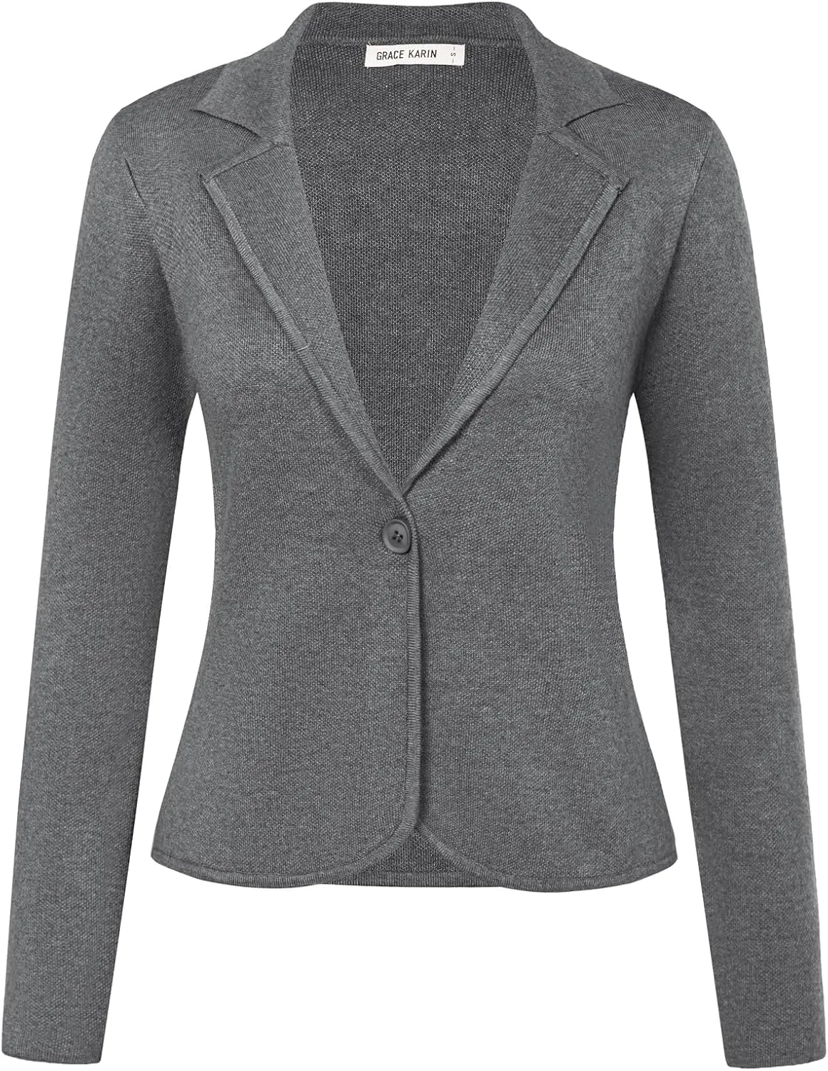 GRACE KARIN Women Sweater Blazer Casual Work Croppped Cardigan Lightweight Button Front Short Knit Blazer Jacket S-XXL