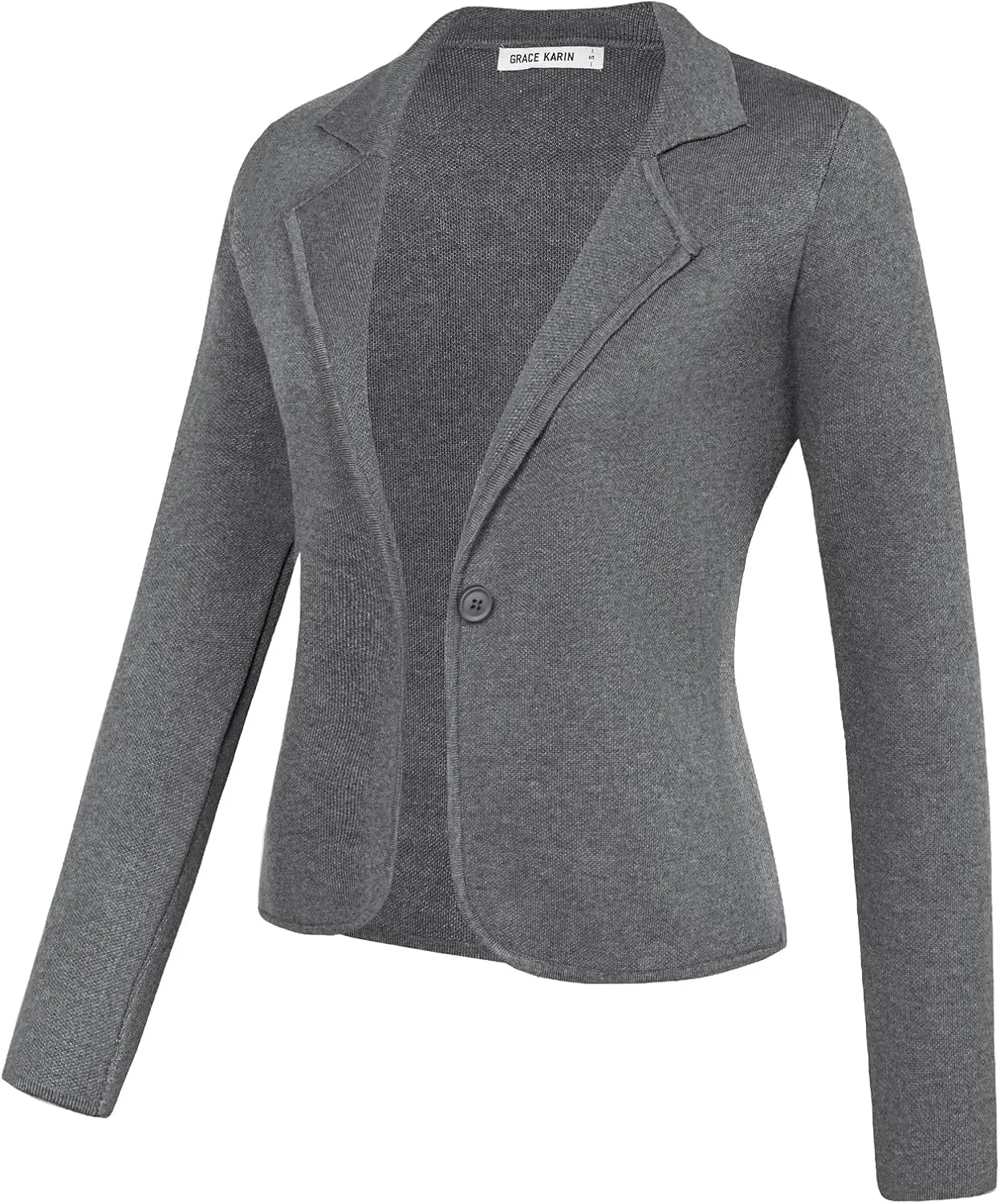 GRACE KARIN Women Sweater Blazer Casual Work Croppped Cardigan Lightweight Button Front Short Knit Blazer Jacket S-XXL