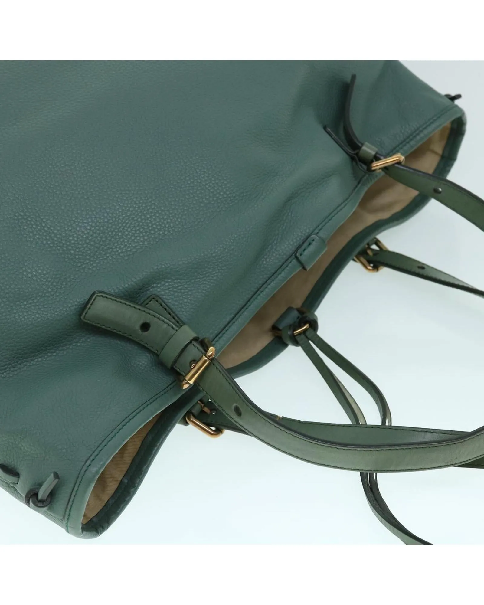 Green Leather Tote Bag