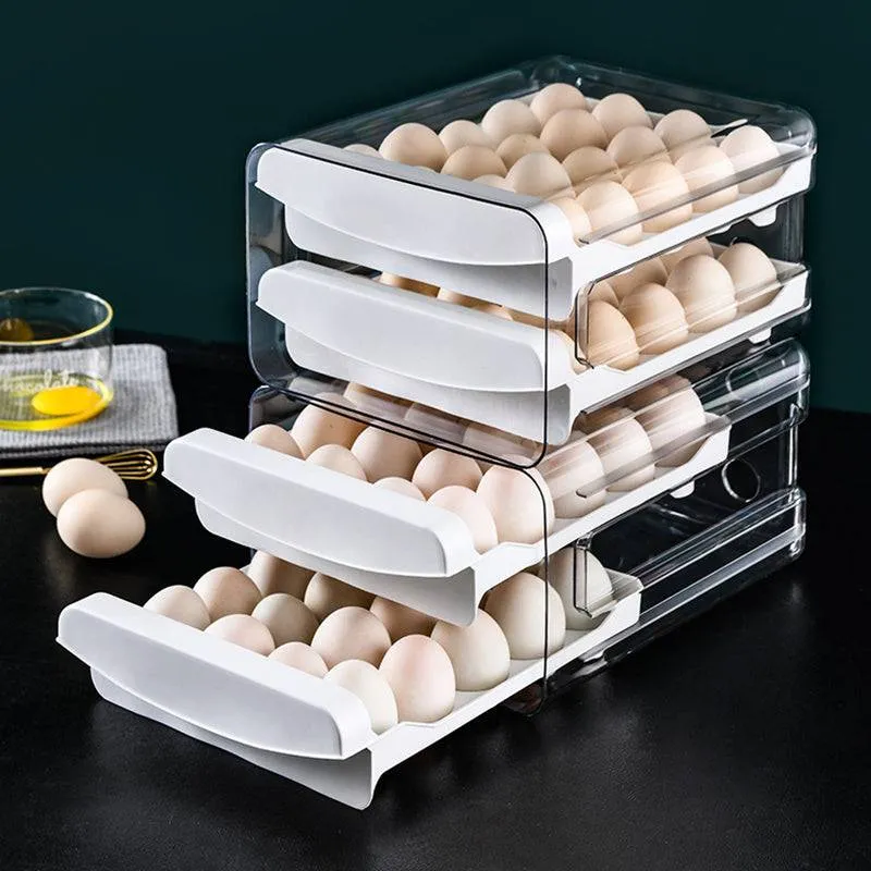 Grids Egg Storage Container for Refrigerator Clear Drawer T
