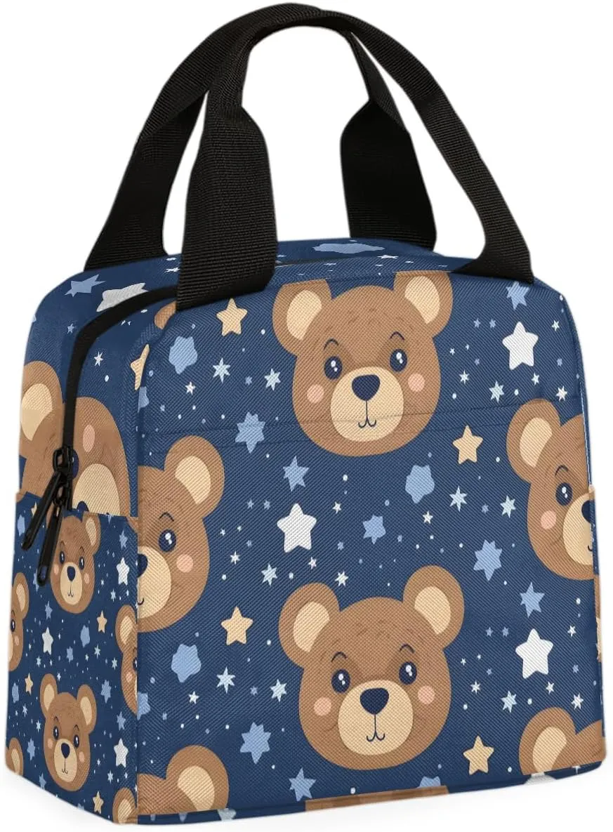 Grizzly Bear Lunch Bag Forest Bear Tote Lunch Bag Reusable Lunch Box Leakproof Cooler Bag
