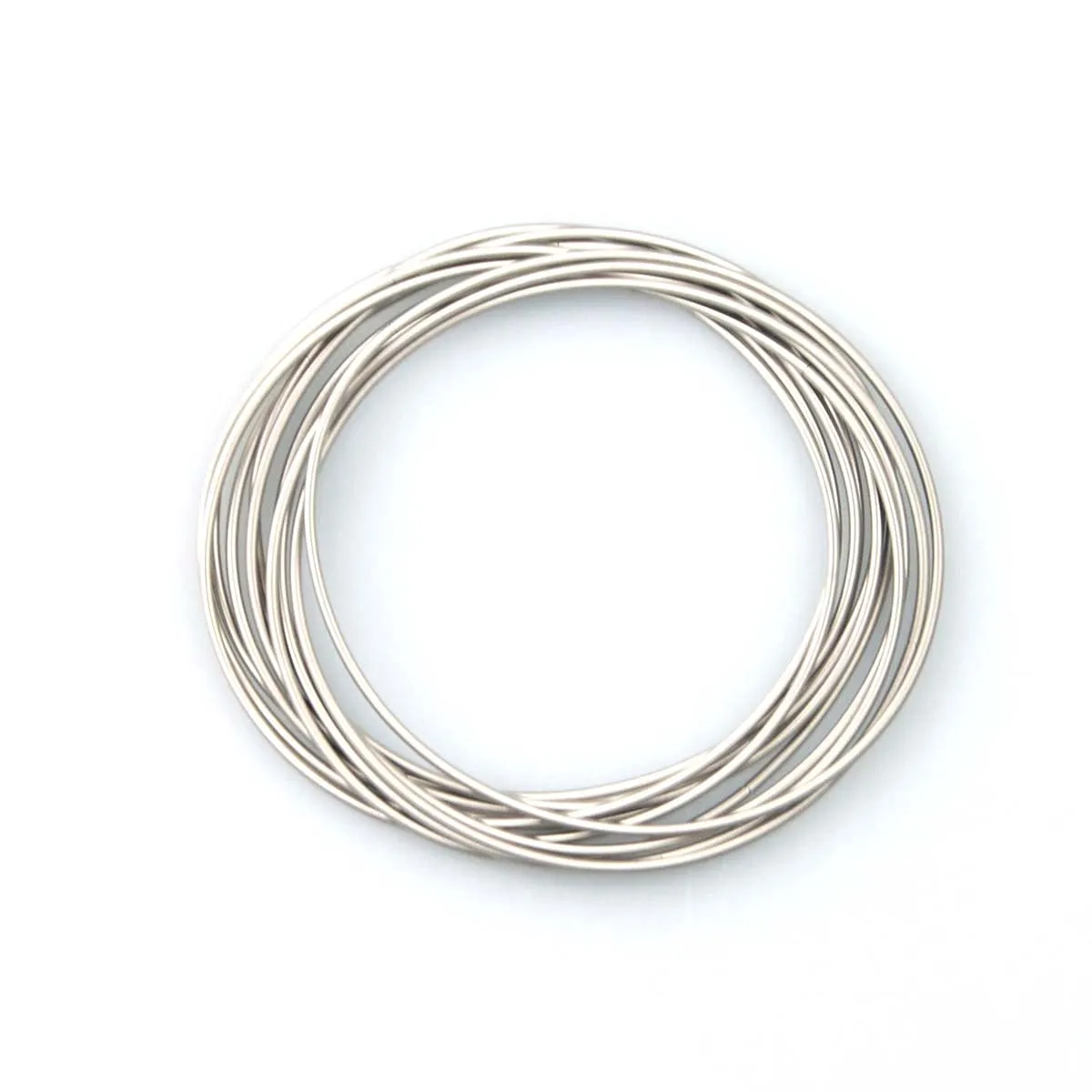 Guitar String Spring Stainless Steel Set of 10 Bracelets Silver Grey Color Thin Stackable Layered Flexible Length 7 Inch