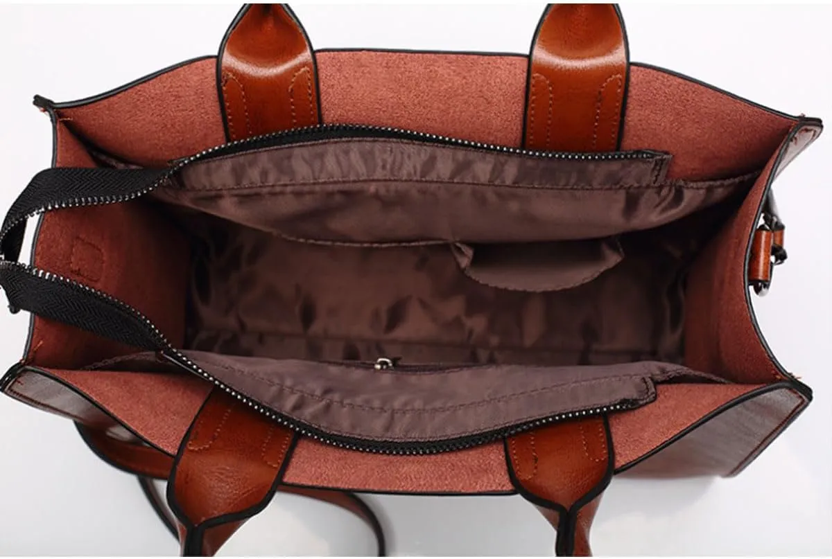 Handbag for Women,PU Leather Shoulder Bag Fashion Top-Handle Satchel Large Tote Purse