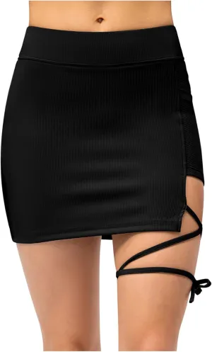 High Waisted Skirts for Women,Side Drawstring Stretchy Wrap Golf Skirts with Shorts,Dressy Going Out Skirt Outfits