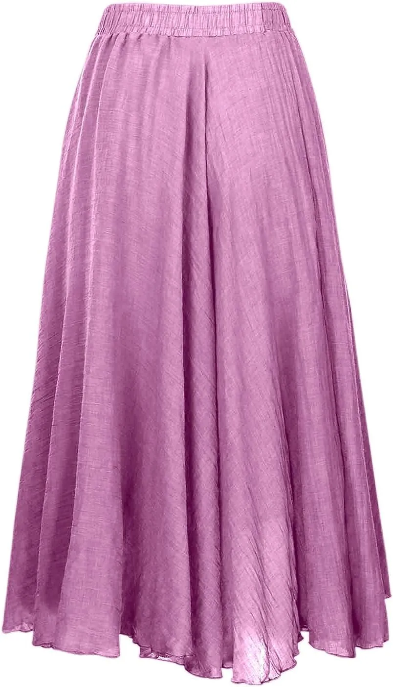 high Waisted Skirts fro Women, Girls Elastic Waist Long Flowy Bohemian Loose Casual Maxi Skirt for Summer Beach Holiday