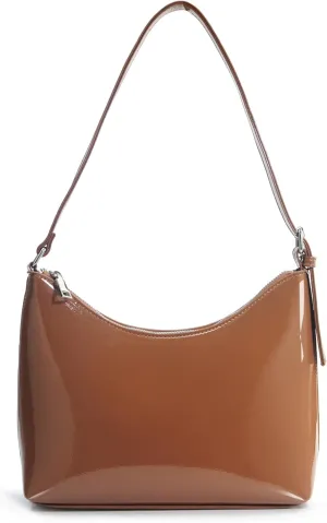 HOXIS Minimalist Faux Patent Leather Shoulder Bag Shiny Women Purse Y2K Style