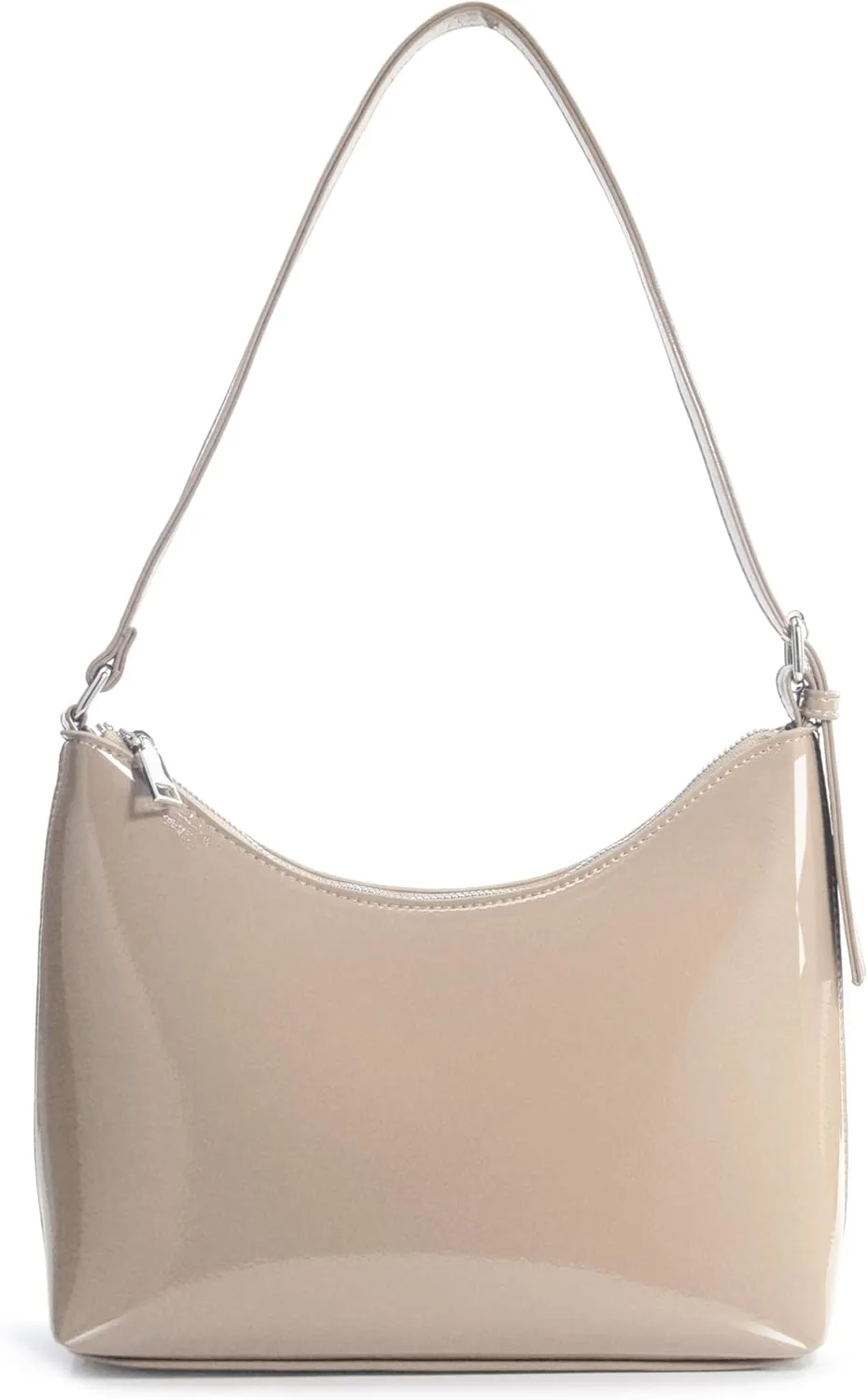 HOXIS Minimalist Faux Patent Leather Shoulder Bag Shiny Women Purse Y2K Style