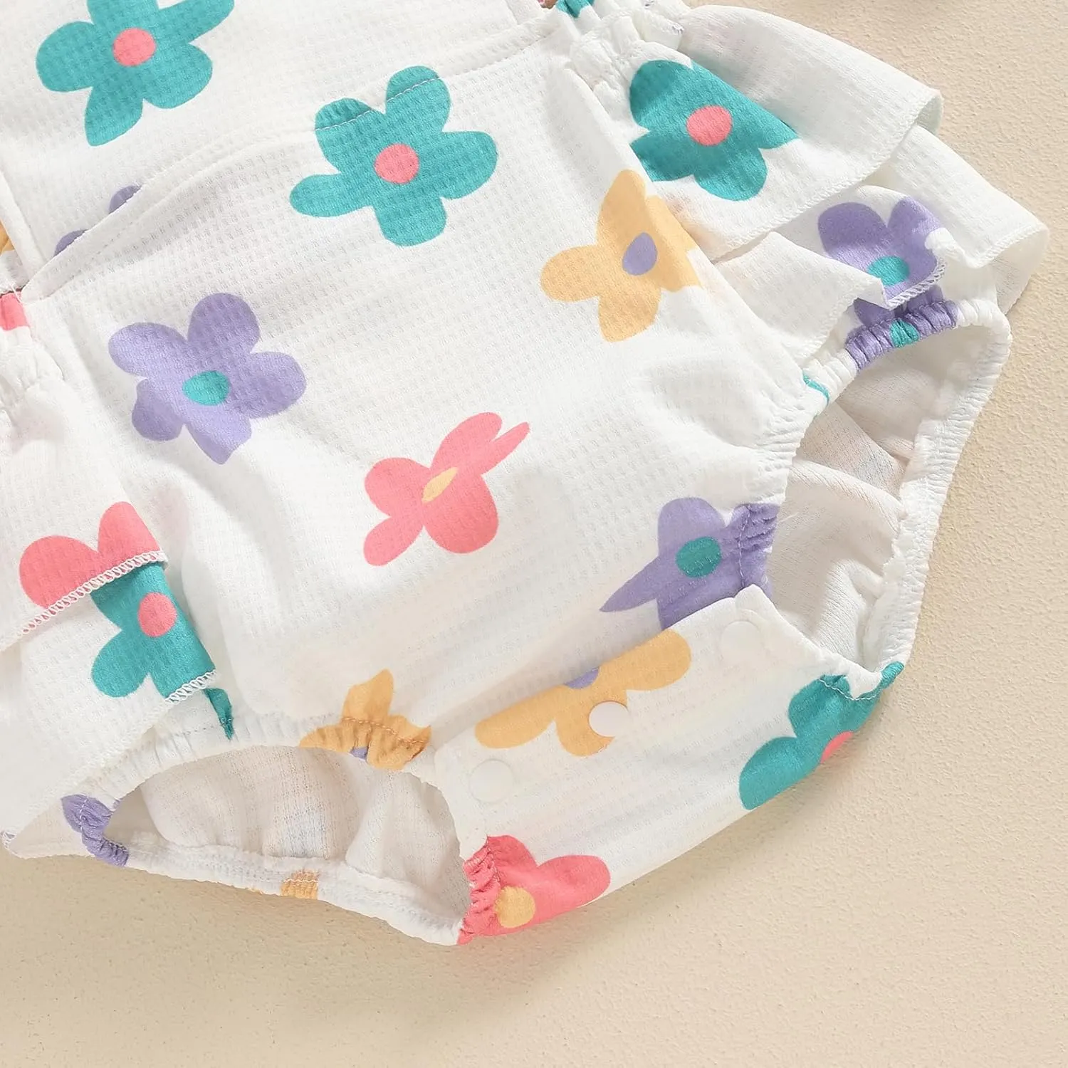 Infant Baby Girl Summer Clothes Outfits Cute Print Fly Sleeve Romper Jumpsuit Bodysuit with Headband