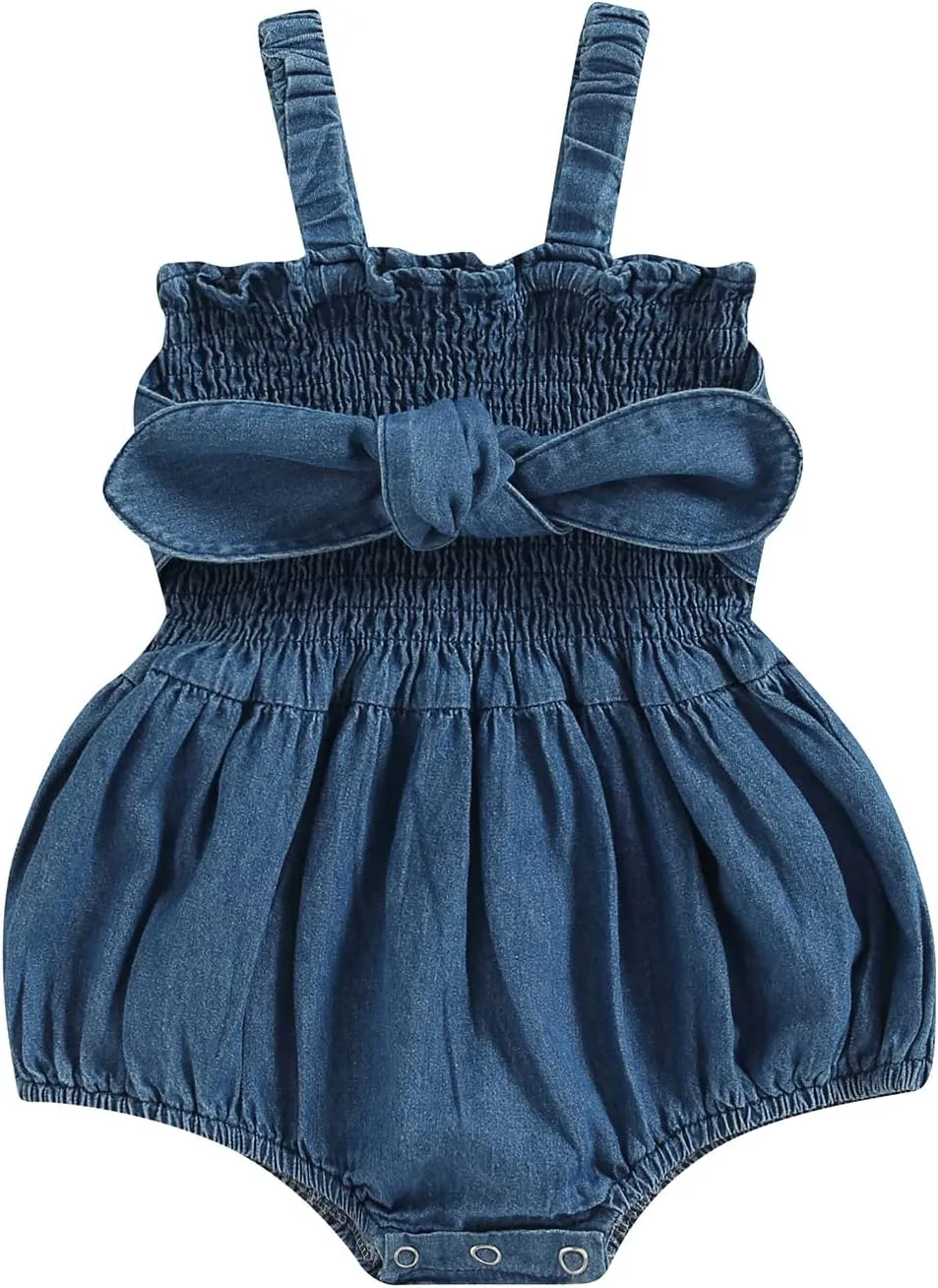 Infant Girls Denim Romper Solid Color Sleeveless Sling Bodysuits Newborn Girl Summer Playsuit