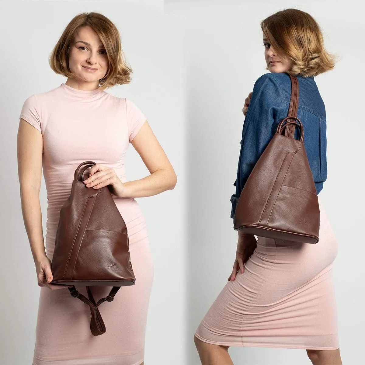 Italian Genuine Leather Top Handle Backpack Purse Shoulder Bag Handbag Rucksack For Women