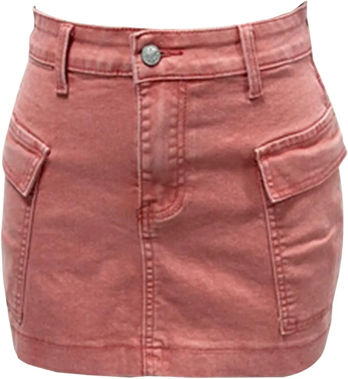 Jean Skirts for Women A-Line High Waisted Summer Casual Cargo Skirts Trendy Going Out Mini Skirts with Pockets