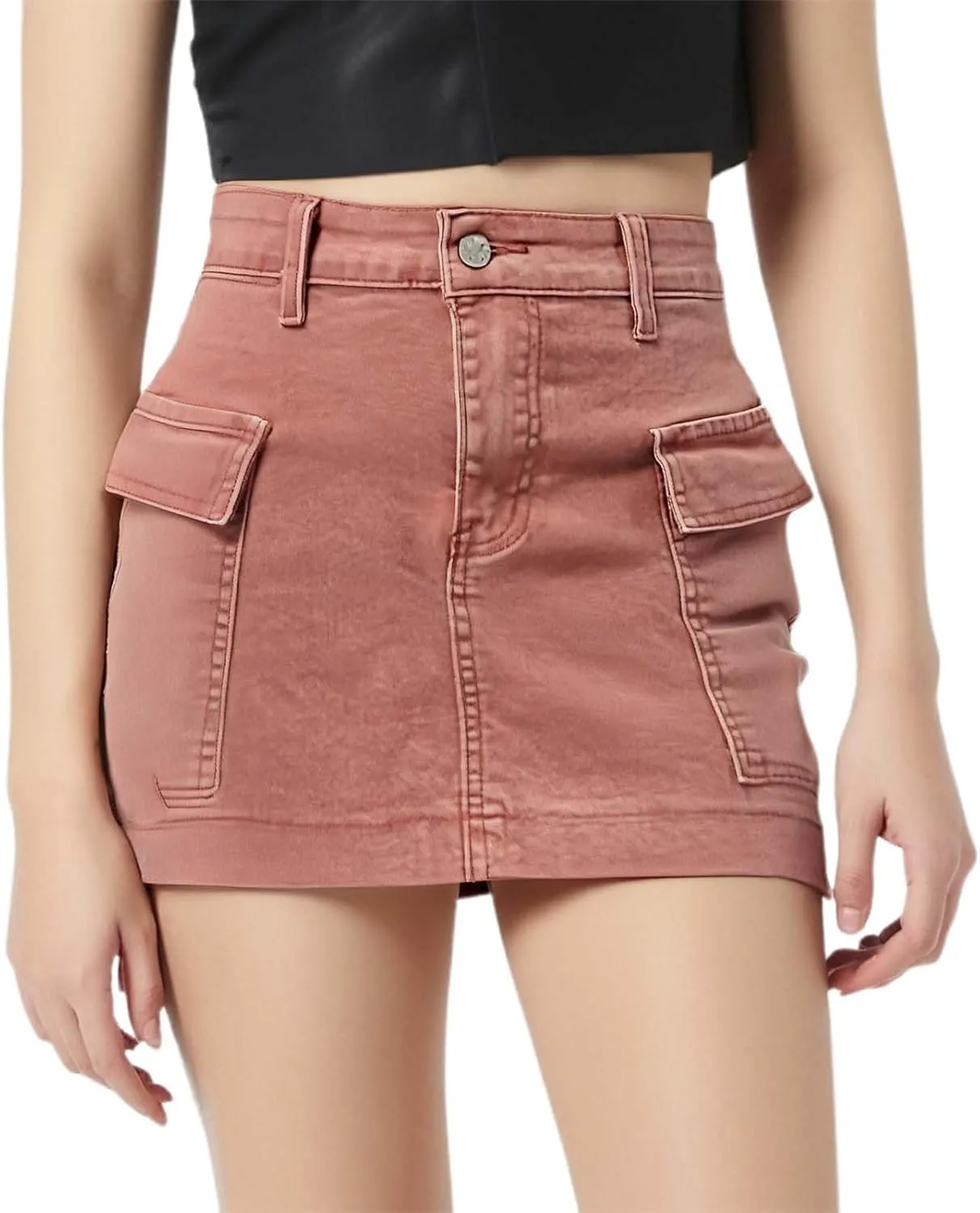 Jean Skirts for Women A-Line High Waisted Summer Casual Cargo Skirts Trendy Going Out Mini Skirts with Pockets