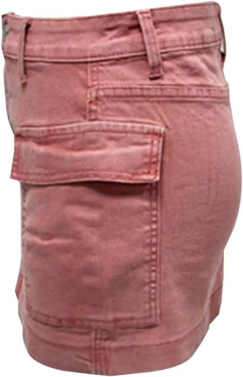 Jean Skirts for Women A-Line High Waisted Summer Casual Cargo Skirts Trendy Going Out Mini Skirts with Pockets