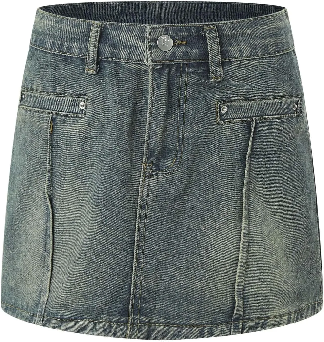Jean Skirts for Women Denim Stretchy Cargo High Waisted Trendy Y2K Mini Skirt with Utility Pockets