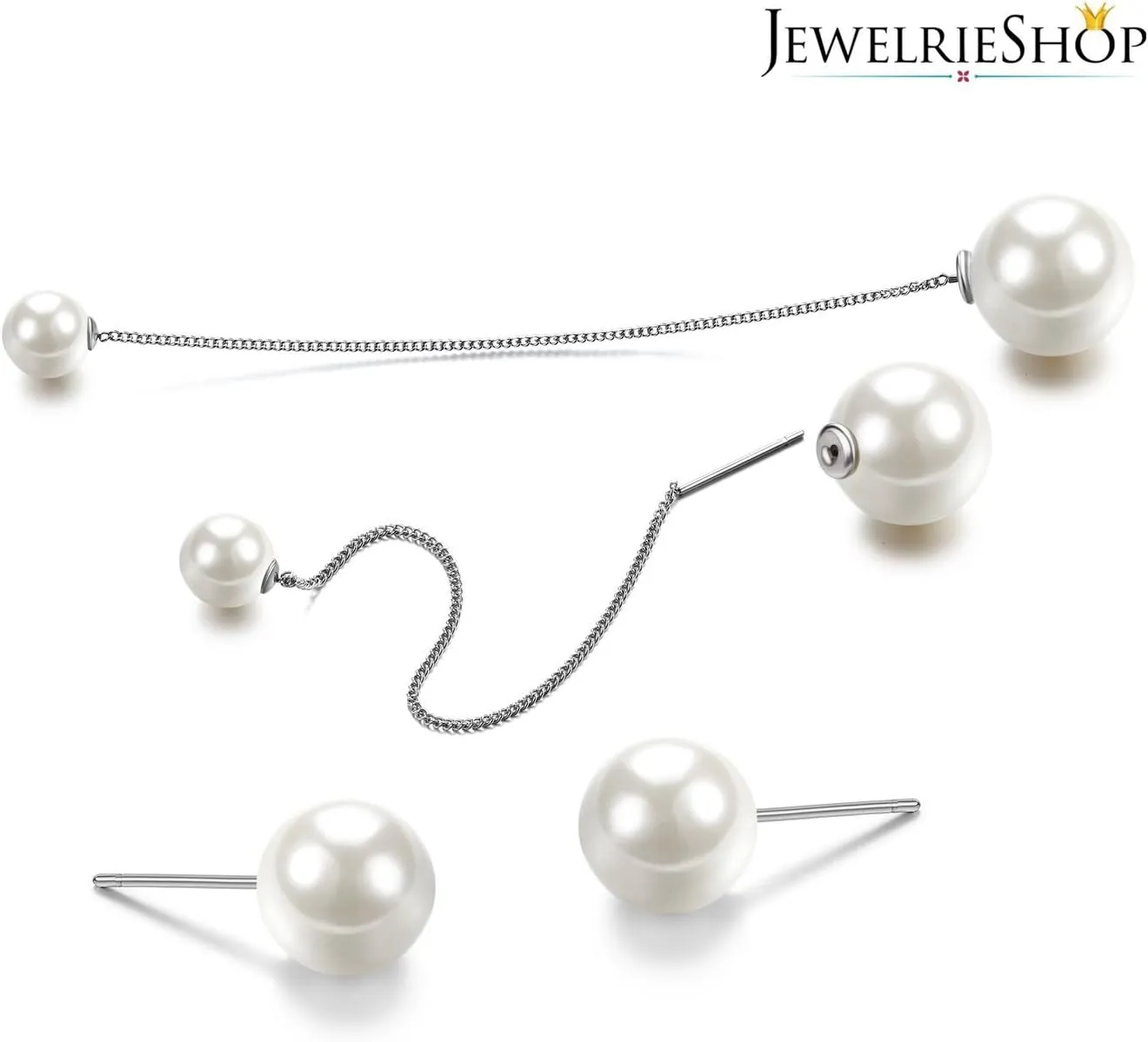 JewelrieShop Faux Pearl Stud & Drop Earrings - Hypoallergenic, Dangle for Women