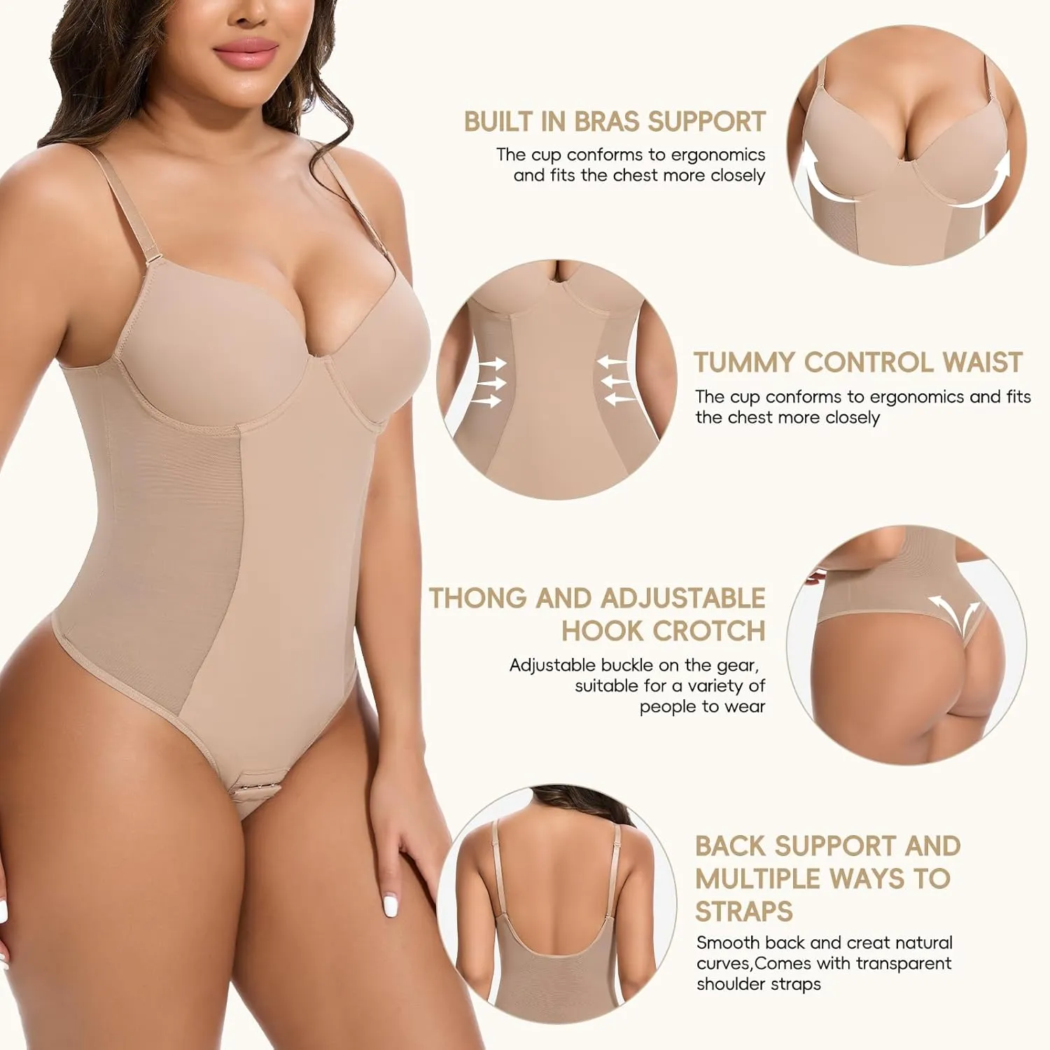 JOYSHAPER Shapewear Bodysuit Built in Bras for Women Tummy Control Shapewear with Bra Slimming Body Shaper Tops