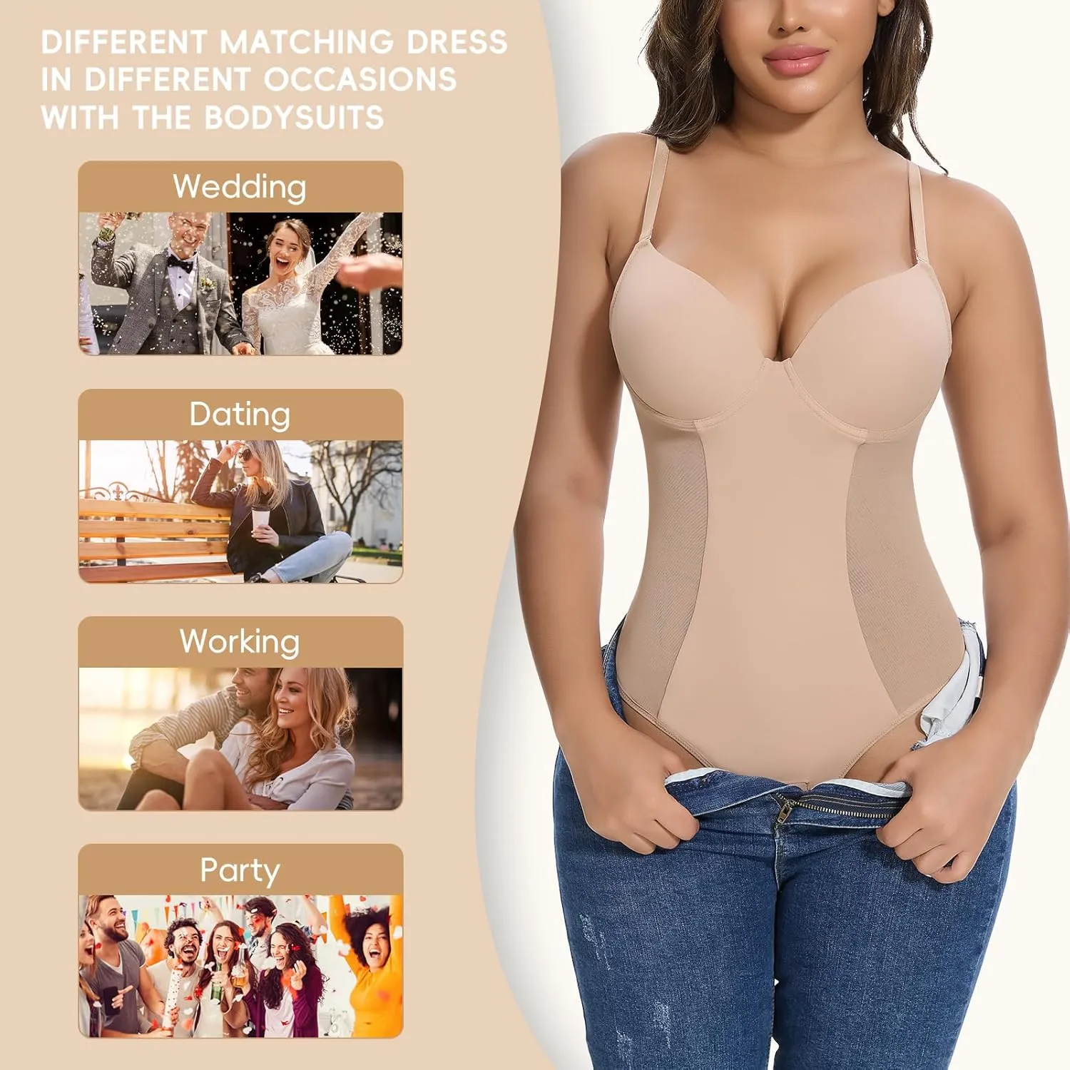 JOYSHAPER Shapewear Bodysuit Built in Bras for Women Tummy Control Shapewear with Bra Slimming Body Shaper Tops