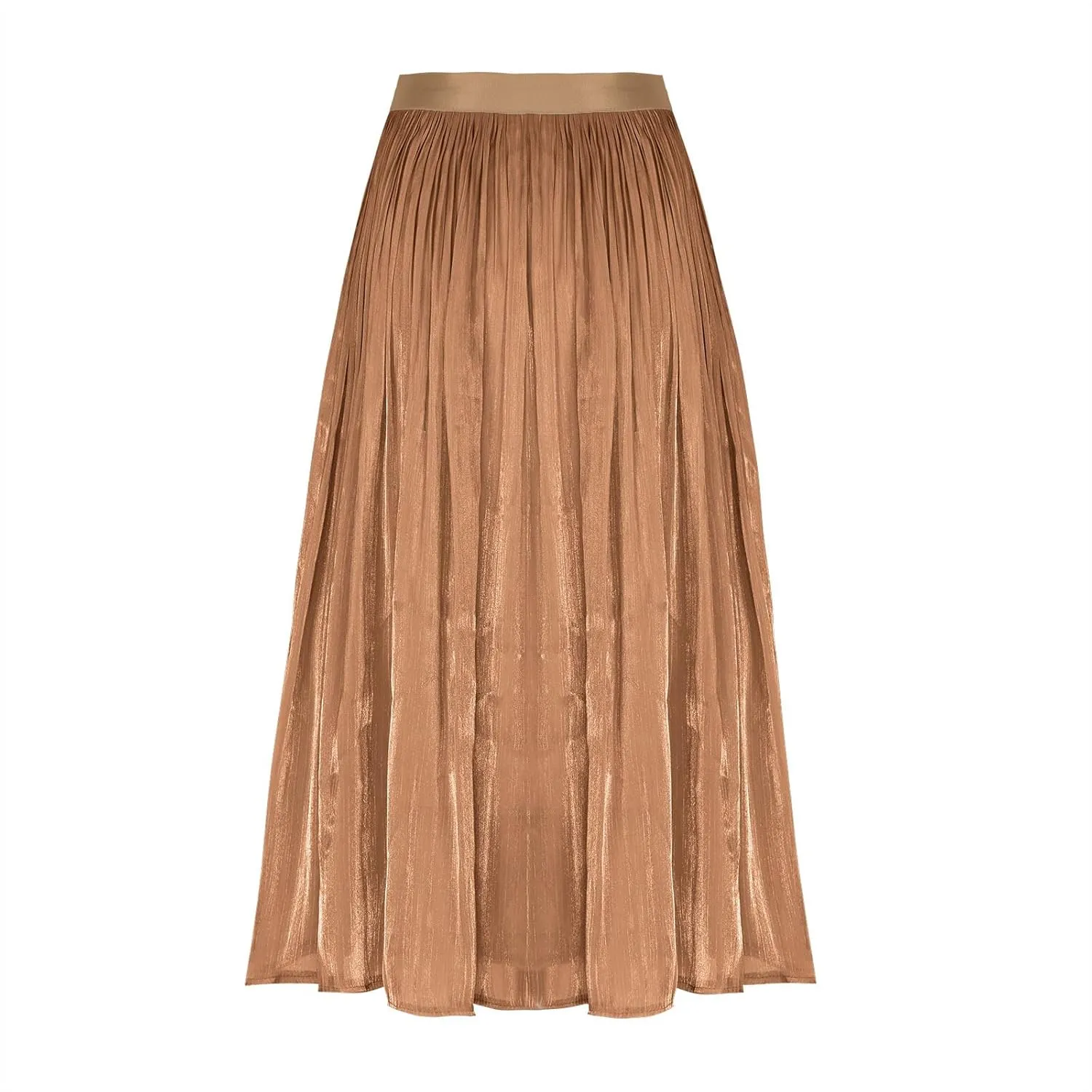 Ladies Trendy Elegant Tulle Skirt Pleated High Waist Tummy Control Midi Skirts Party Dance A-Line Swing Skirt Dress